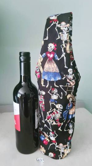 Bottle Gift Bag, Dancing Skeletons, Wine Bottle Bag, Gin Bag