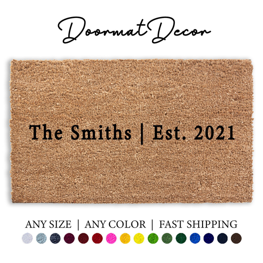 Personalized Name Doormat, Simple Modern Decor, Outdoor Welcome Mat, Engagement Wedding Gift, Realtor Client Rug, Double Door