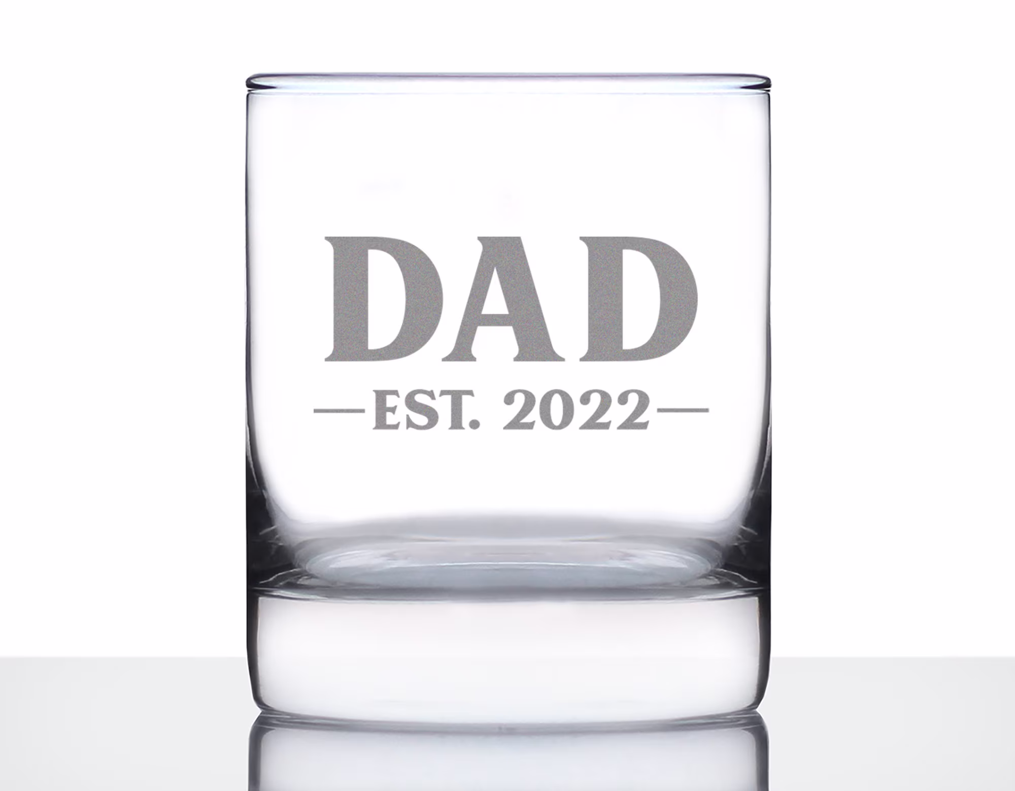 Dad Est. 2022 - Bold 10 Oz Rocks Glass Or Old Fashioned Glass, Etched Sayings, Father's Day Gift & Baby Reveal