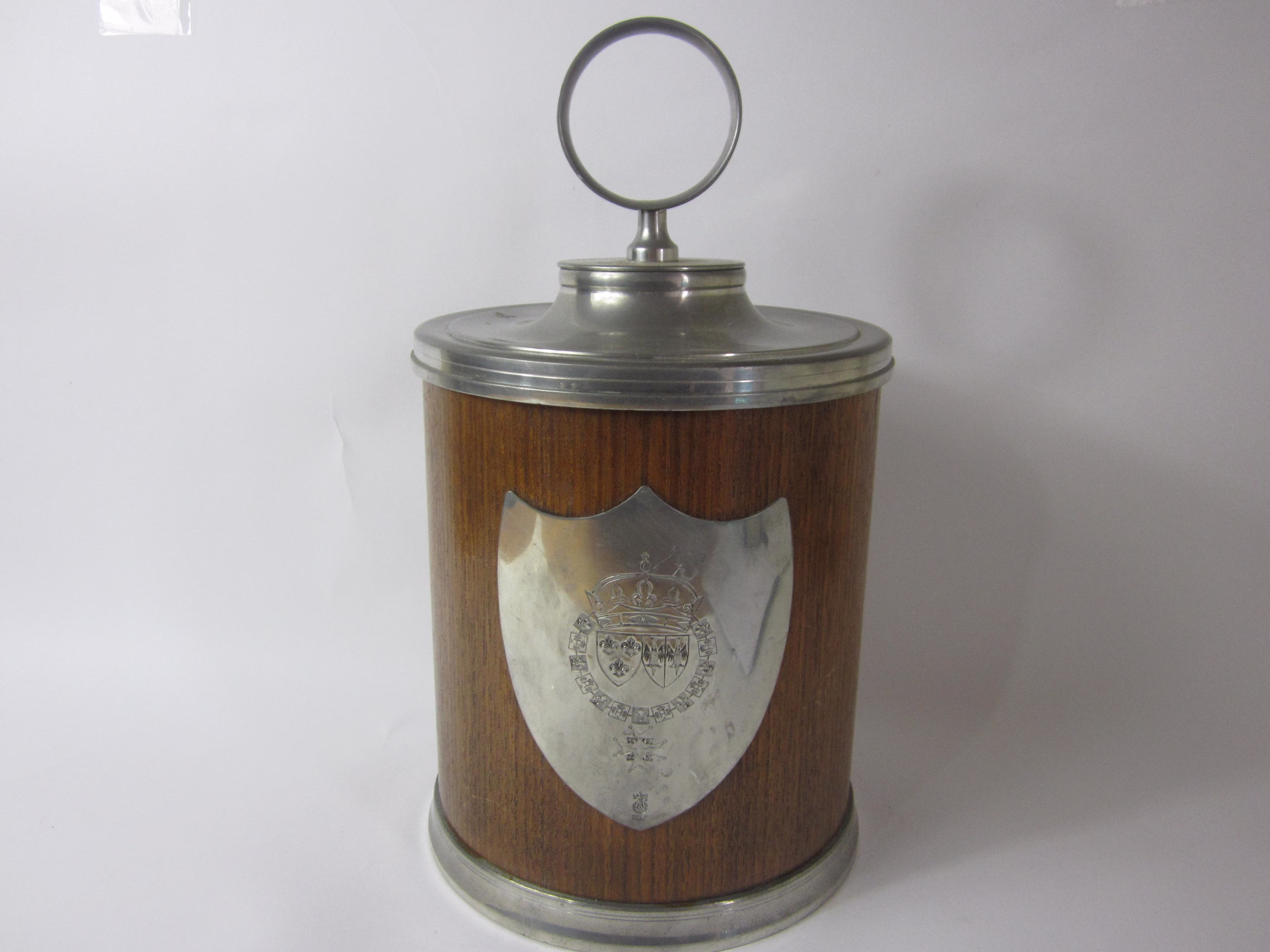A Superb Vintage Champagne/Ice Bucket in Heavy Wooden & Stainless Steel, Made France