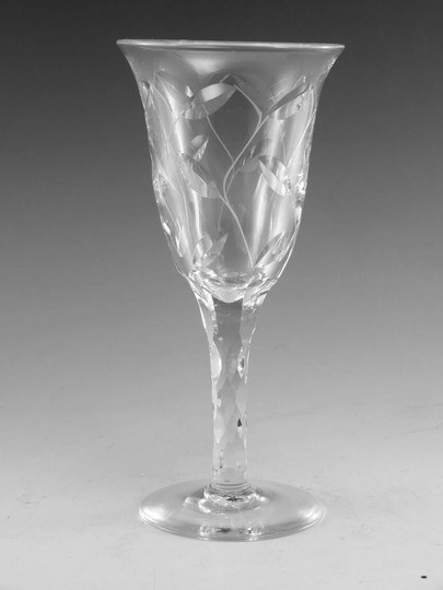 Tudor Crystal - Des. C Farquharson Leaf Cut Wine Glass/Glasses 6 3/8