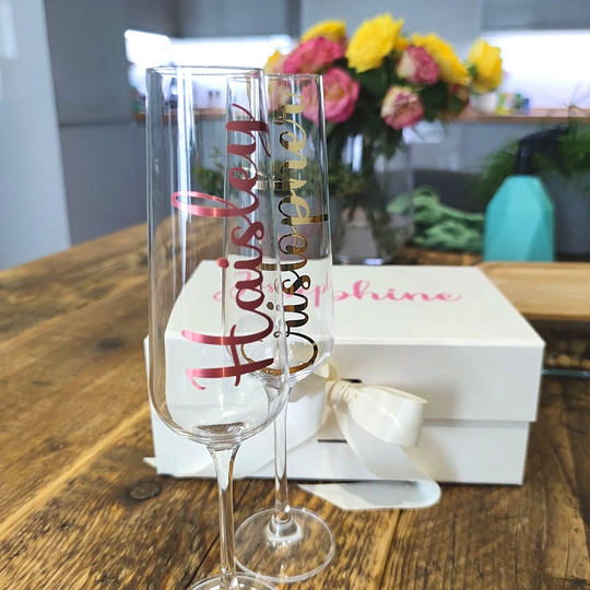 Champagne Flute Name Stickers, Vinyl Decal, Bridal Glass, Personalised, Gift Diy Lettering, Party Decor, Name, Glass Decal
