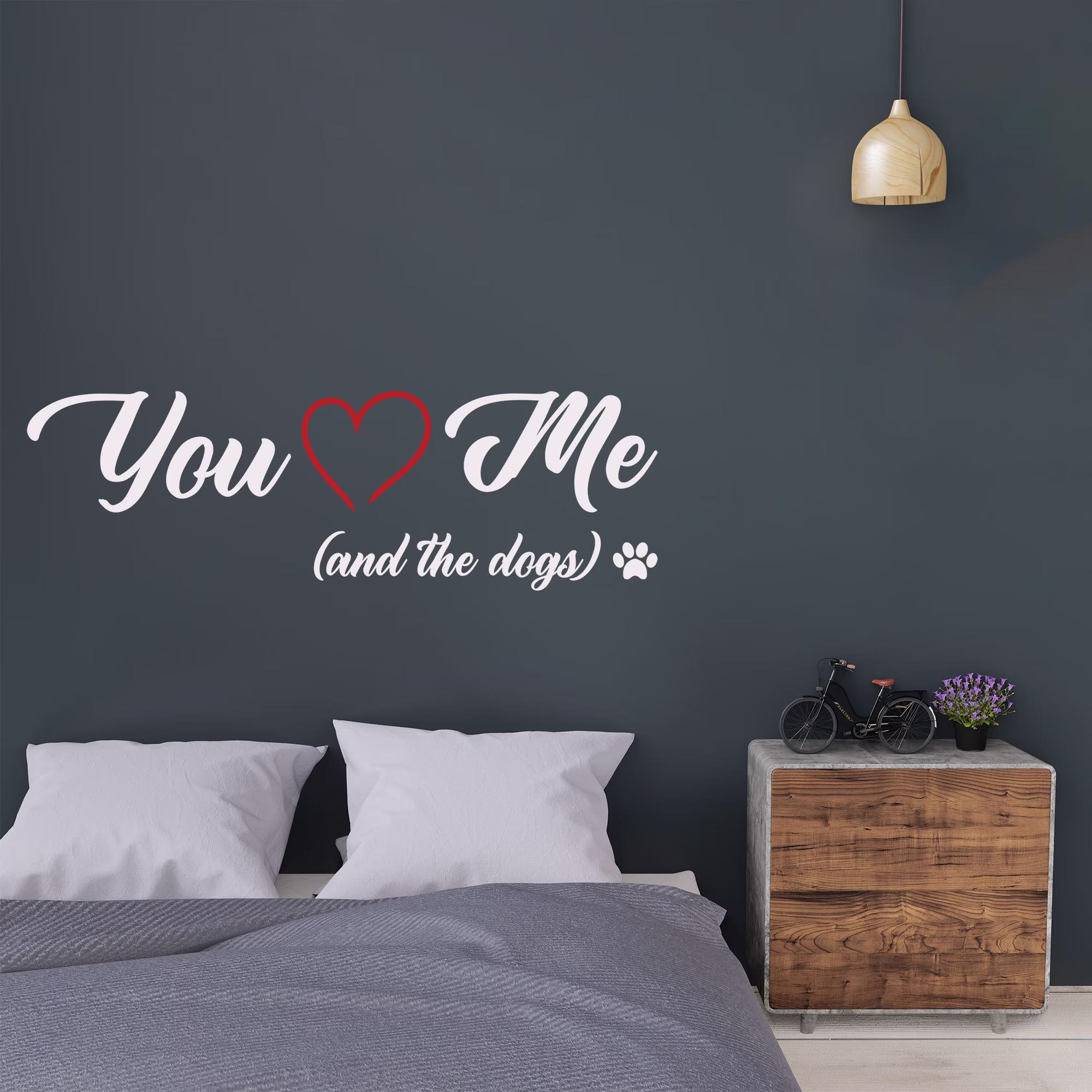 You, Me | And The Dogs Wall Vinyl Decal Sticker | Adults Room Frontroom Lounge Animal Dogs Love Family