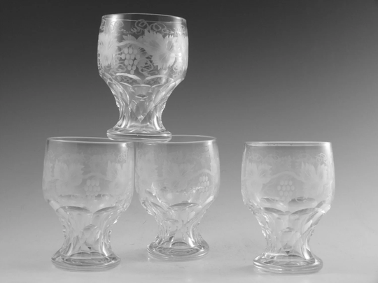 Antique Wine Glass/Glasses - Fruiting Vine Pattern | I Set Of 4