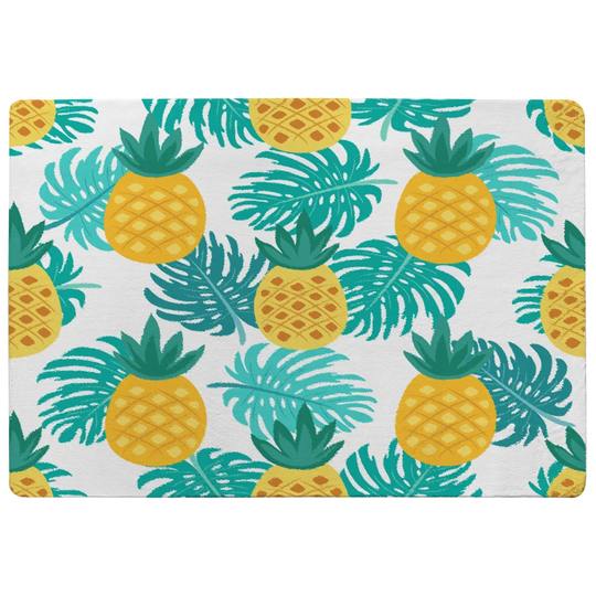 Moreland Pineapples Shaggy White/Green/Yellow Rug