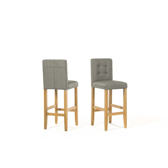 Set Of 2 Bar Chairs Fabric Gray