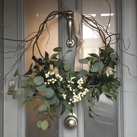 Faux Eucalyptus, White Berry Everlasting, Christmas Wreath, Handmade Home Decor, Sustainable Timeless Wreaths