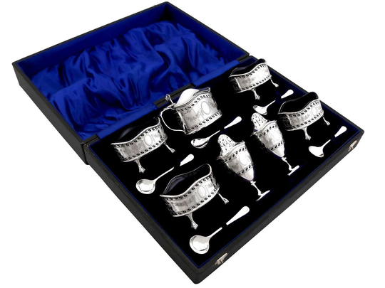 sterling Silver Condiment Set - Antique George V