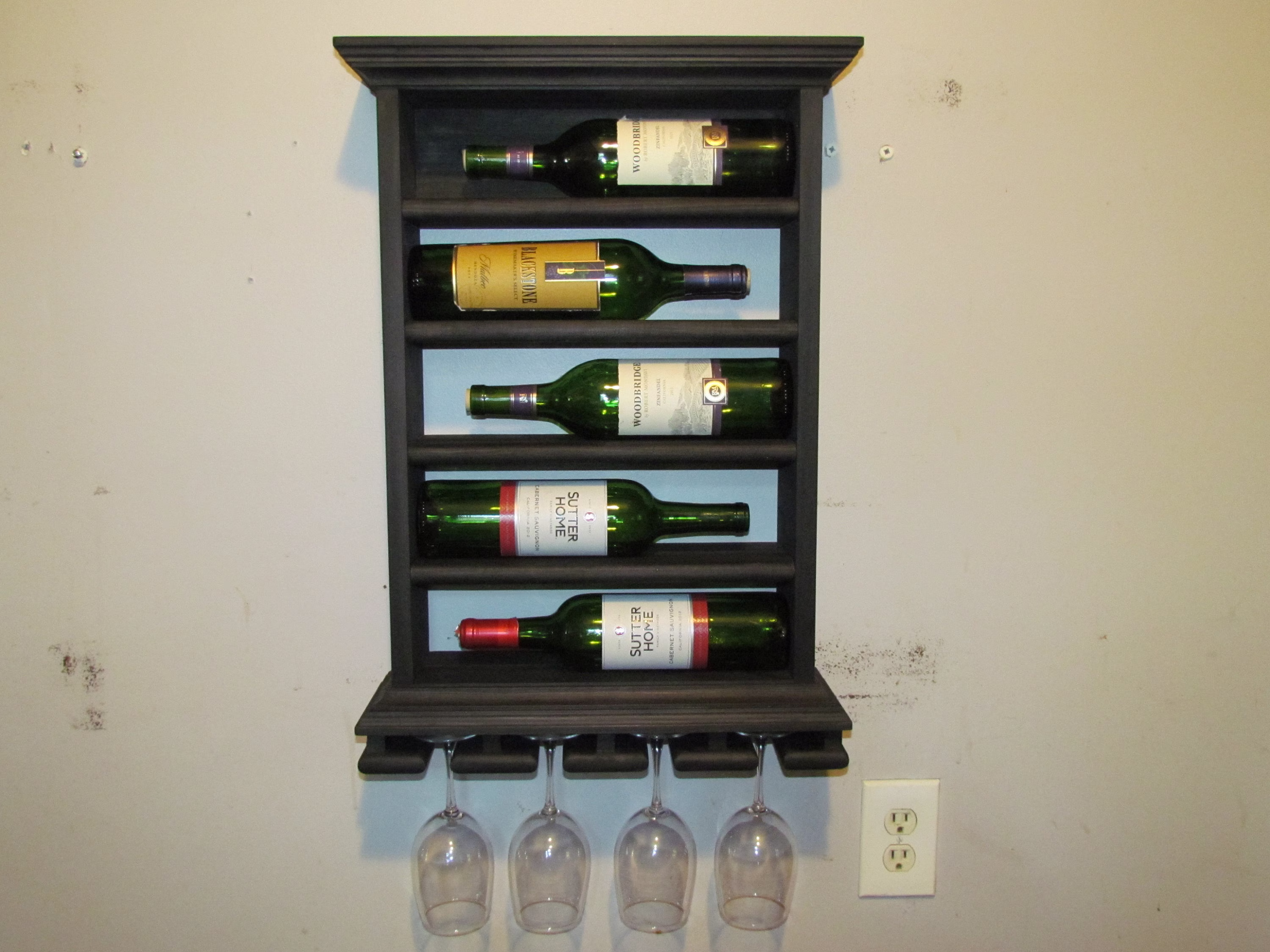 Wine Rack, Black Stain, 17 1/4 W X 25" H X 5 1/2