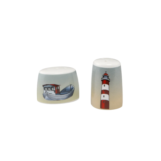 Lighthouse Fishing Boat Salt & Pepper Shaker Set