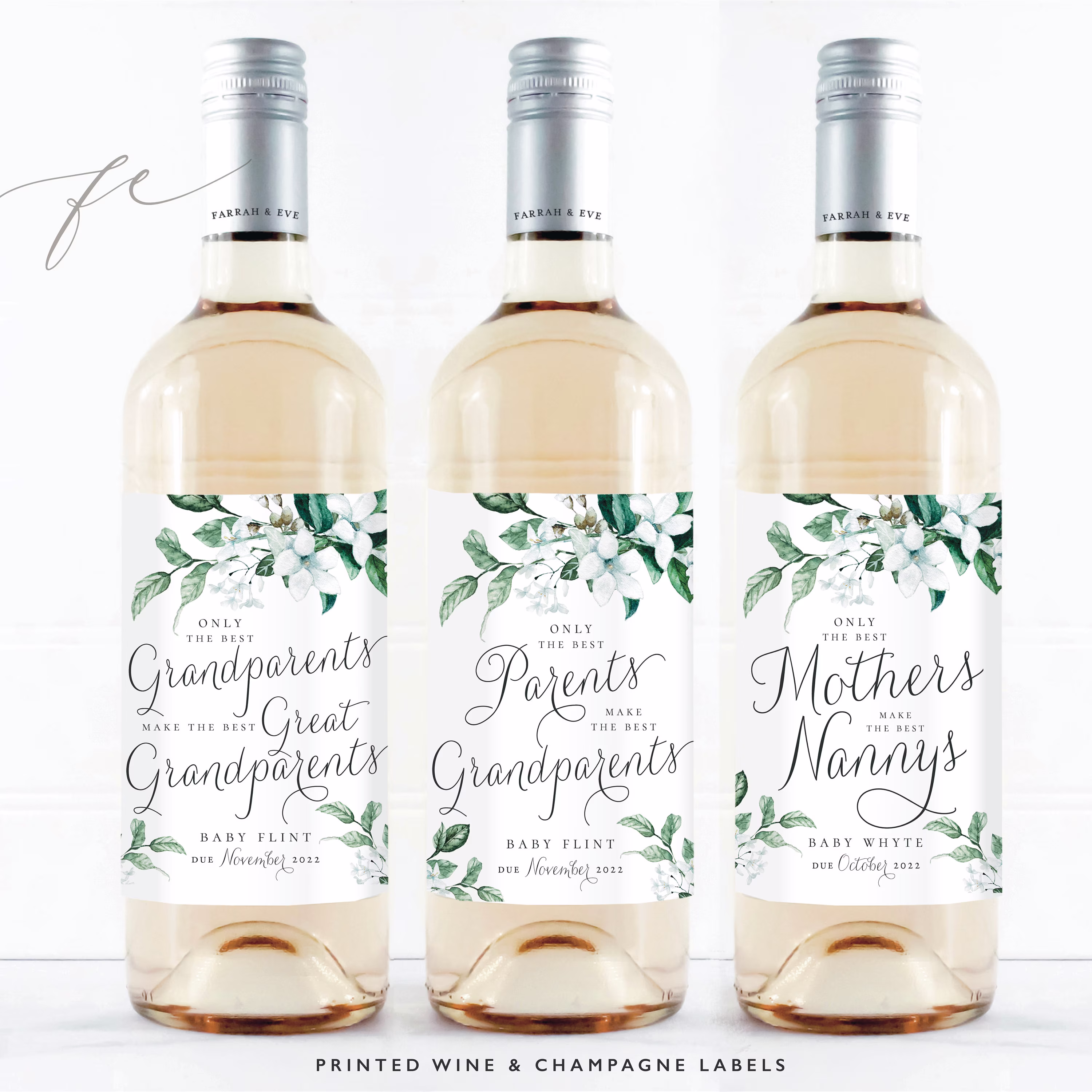 Pregnancy Announcement Wine Labels, Baby Bottle Label, Best Parents Make Great Grandparents Label | Fewl27A