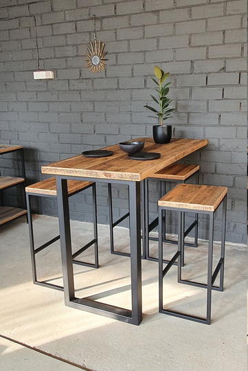 Breakfast Table Reclaimed Wood Bar On U-Shaped Leg