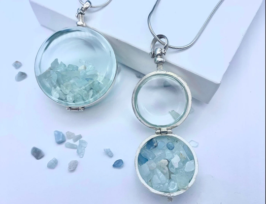 March Birthstone Pendant Necklace Aquamarine Pisces