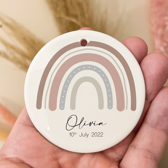 Personalised New Baby Gift, Boho Rainbow Newborn Keepsake Gift, Boho Girl Keepsake, Social Media Prop, Fridge Magnet