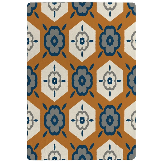 Orth Designer Shaggy Orange/Grey/Blue Rug