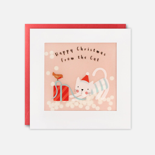 Happy Christmas From The Cat Card With Paper Confetti - Shakies By James Ellis