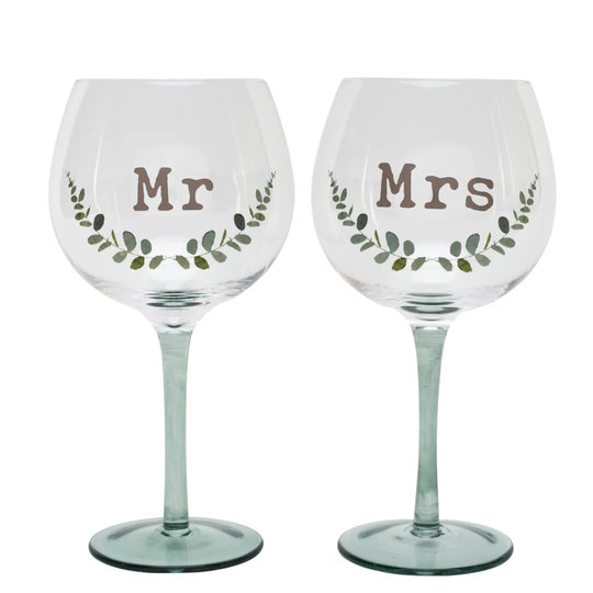 Love Story Mr & Mrs Gin Glasses Set