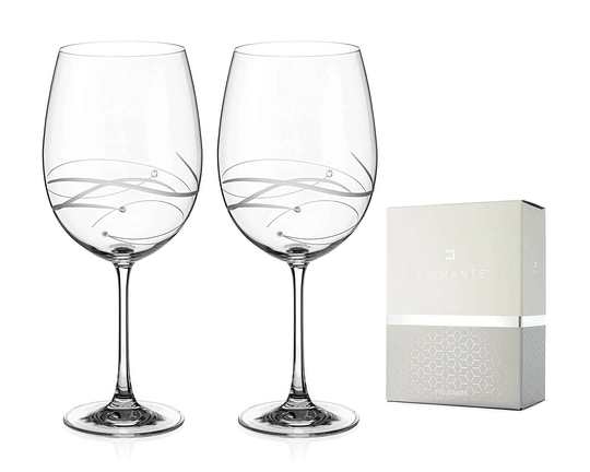 Diamante Giant Wine Glasses Pair - Hold An Entire Bottle in A Glass 2 Extra Large 850Ml Crystal