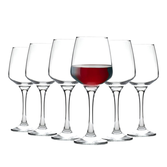 Tallo Red Wine Glasses Contemporary Drinking Glass Set, 400ml - Box of 6