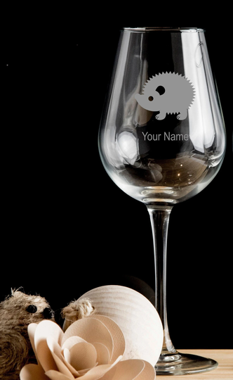 Hedgehog Personalised Wine Glass Red Wine, White Wine - Hand Etched Gift Bartender.95