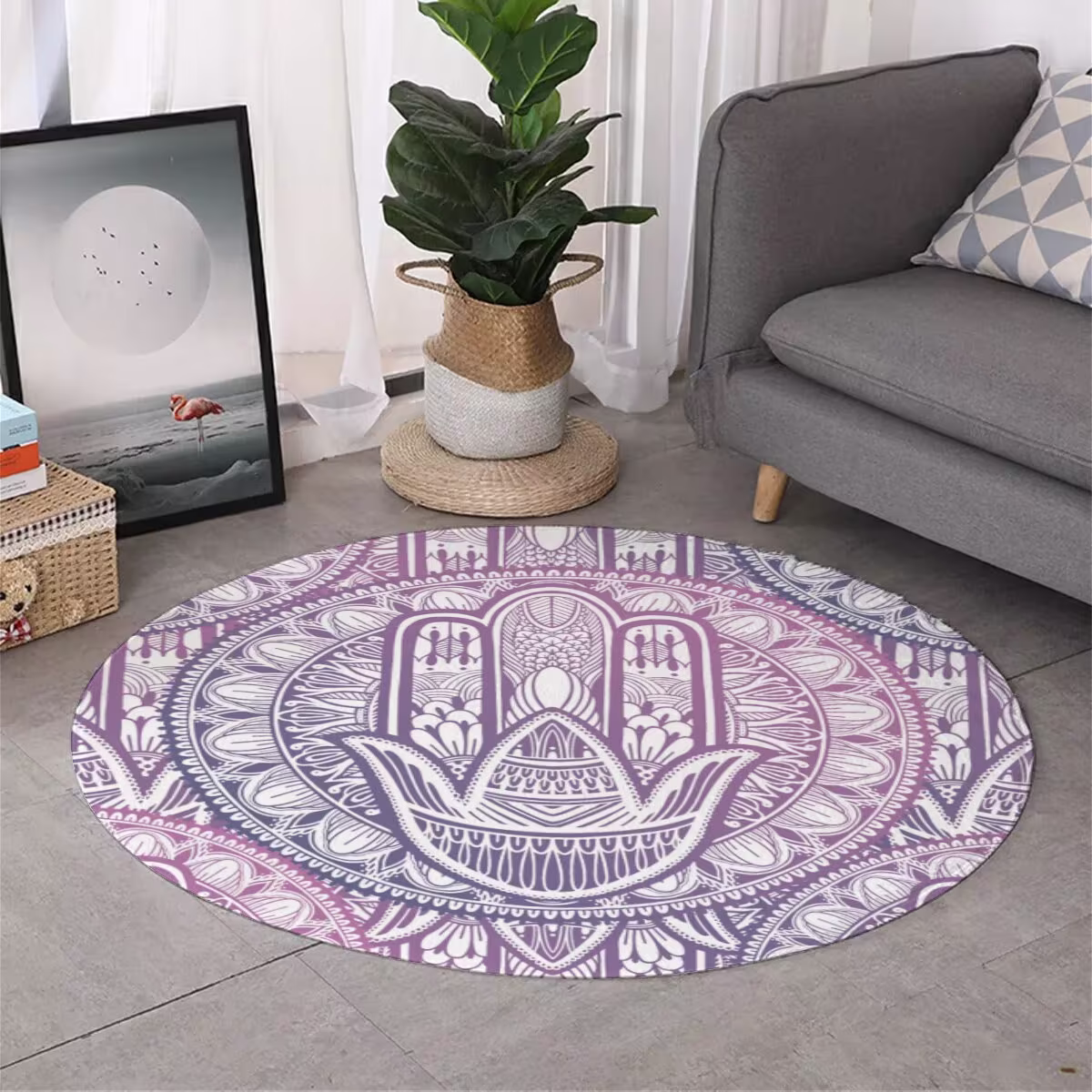 Mandala Hamsa Round Area Rug