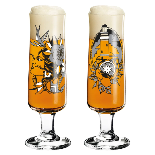 2 Piece 390ml Lead Free Crystal Pilsner Glass Set