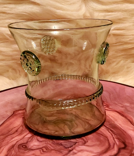 Medieval Glass Beaker Mug Handblown Replica With Raspberries Prunts 250Ml Cup For Any Cold Drinks Whisky Mead Brandy Unique Gift