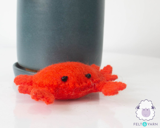 3cm Stitched Wool Felt Crab, Hand Felted Miniature Cancer, Needle Zodiac Animal For Horoscope Bundle Fair Trade & Ethically Made