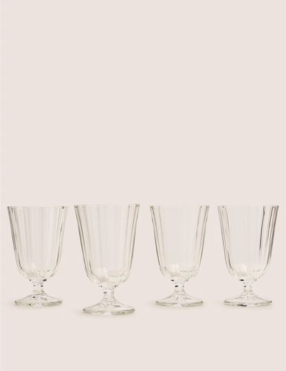 Set of 4 Faceted Short Stem Wine Glasses beige