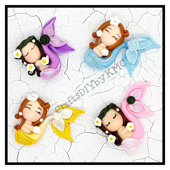 Clay Doll Flatback - Sleeping Mermaid