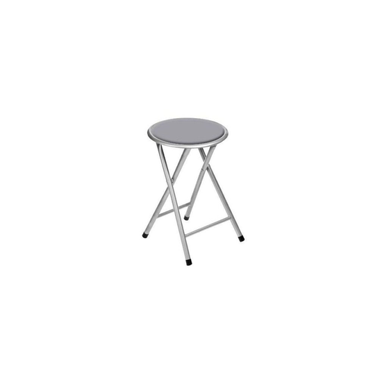 (Grey) Folding Bar Stool Round Metal Frame Kitchen Home Office