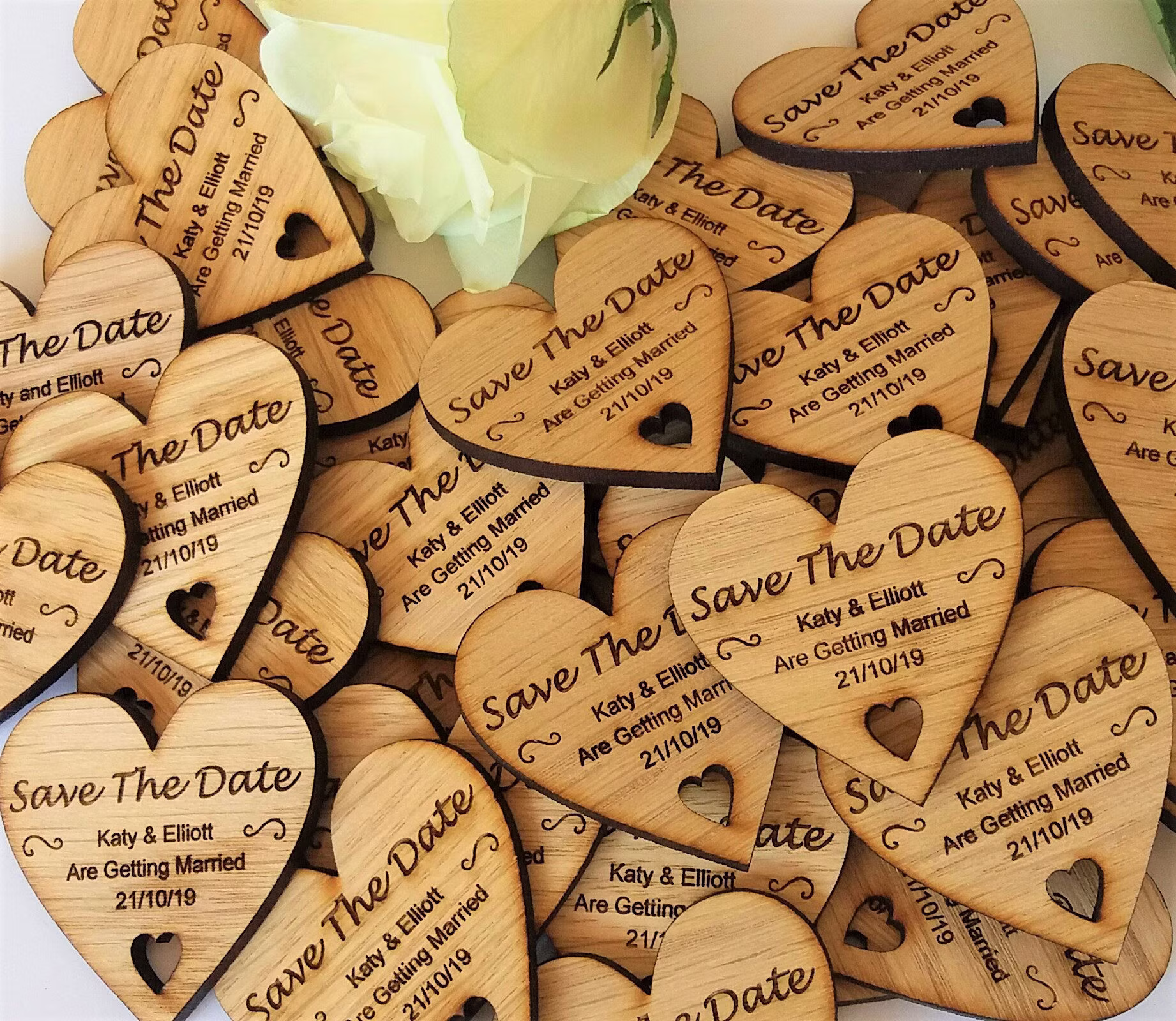 Save The Date Wooden Heart Magnets - Rustic Wedding- Wedding Magnet- Personalised Stationary- Invite-Cutomised