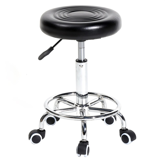 Round Stool with Lines Rotation Bar Stool Black