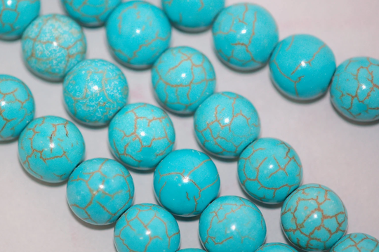10mm Turquoise Blue Howlite Stone Beads, Full Strand, 41 Beads How0190