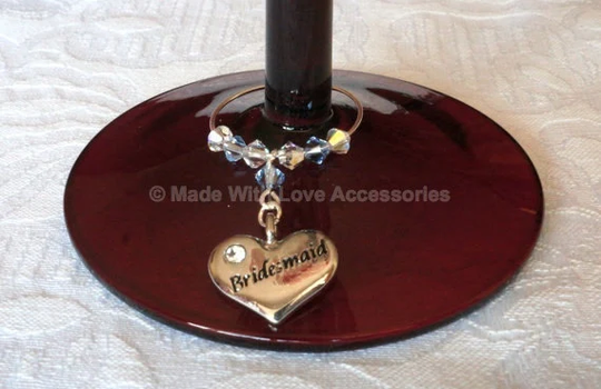 Wine Charm, Glass Charm - Bridesmaid Wedding Favour