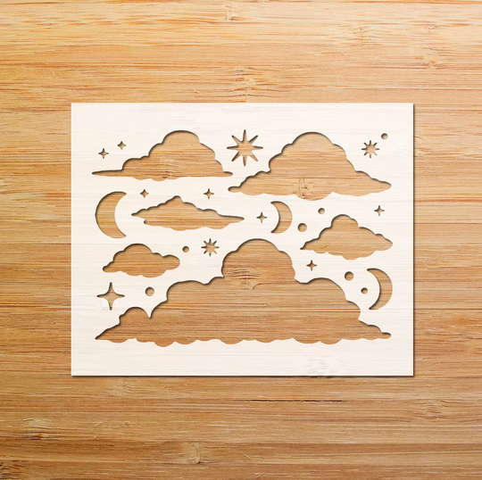 Reusable Cloud Stencil, Stars & Moon Sky Realistic Star Assorted Sizes