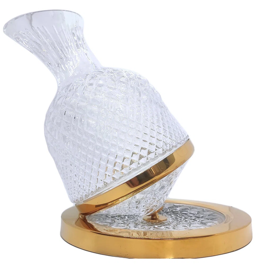 Swirling Crystal Carafe On Stainless Steel Trimmed Base