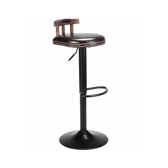(Coffee) Industrial Retro Urban Bar Stool Chair Leather Top Vintage Cafe Counter Seat