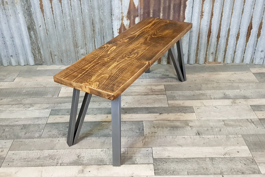 Modern Industrial Style Bench With Box Hairpin Legs, Retro Wooden Seating, Leg