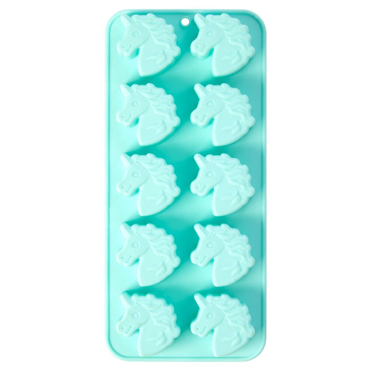 Premier Housewares Mimo Unicorn Ice Cube Tray, 10 Compartments, Teal Silicone