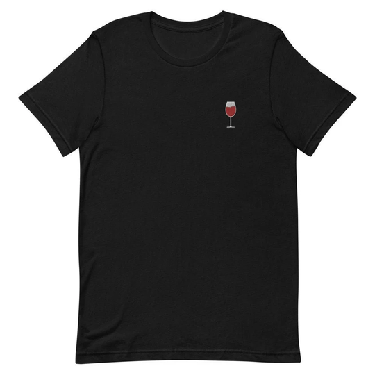 Wine Glass Embroidered Men's T-Shirt Gift For Boyfriend, Short Sleeve Shirt - Multiple Colors