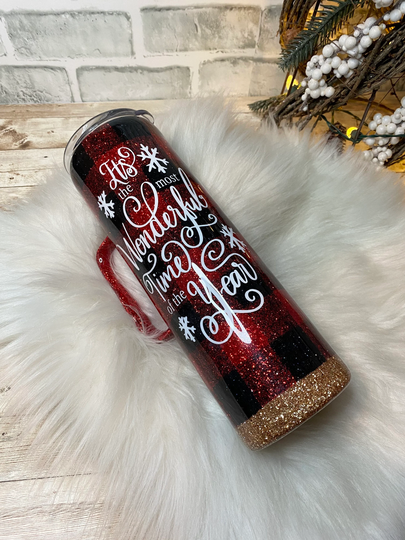Personalized Buffalo Plaid Glitter Tumbler/30 Ounce With Handel Starbucks Inspired