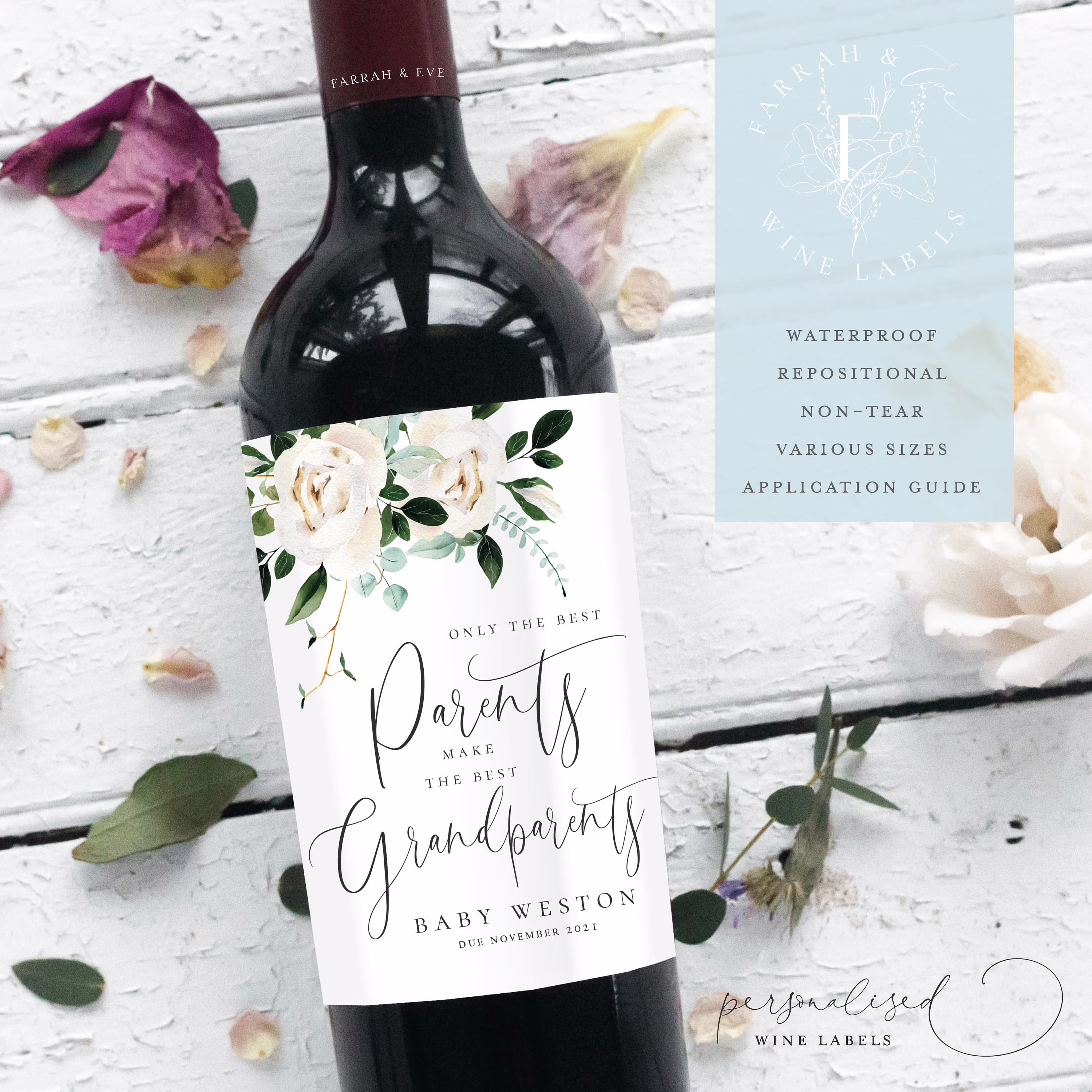 Pregnancy Announcement Wine Labels, Baby Bottle Label, Best Parents Make Grandparents Label | |Fewl19