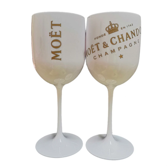 Set Of 2 Moet & Chandon White Acrylic Champagne Goblet Glasses
