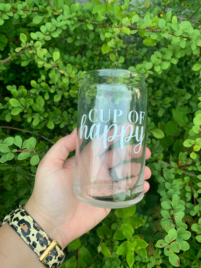 Cup Of Happy Beer Can Glass, Quote Glass