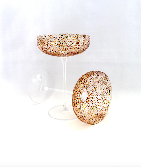 Amber Polka Dot Cocktail/Champagne Coupe Saucer Glasses