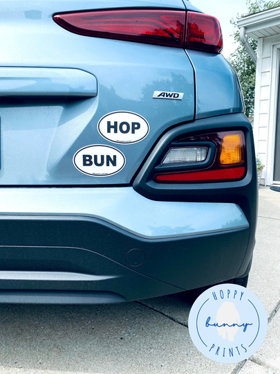 Two Oval Bunny Car Magnets | Waterproof/Weatherproof