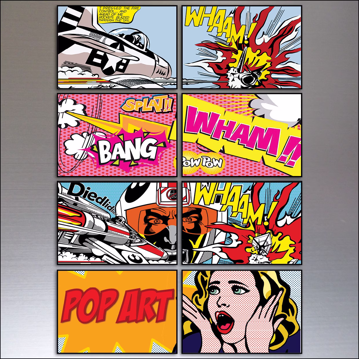 8 Vintage Retro Pop Art Fridge Magnets - Set Of Large Vintage Fridge Magnets