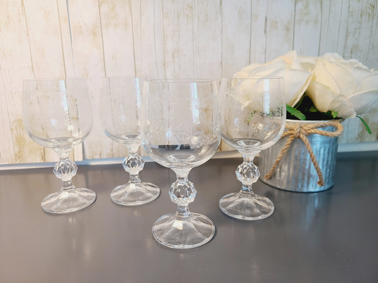 Import Assoc. Bohemia Cascade Sets Of 4 Wine Stems 5-7/8