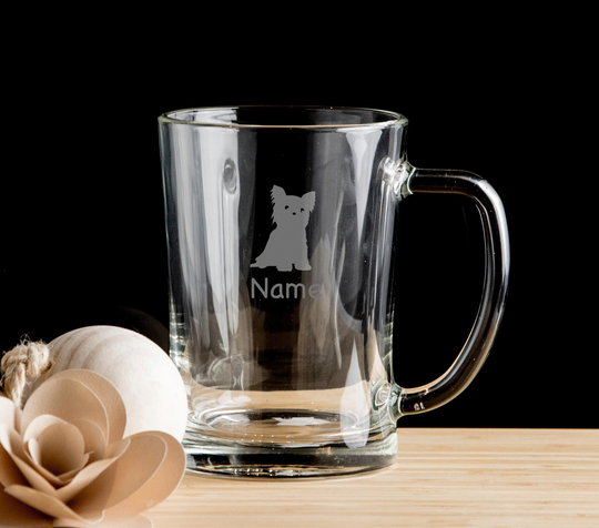 Yorkie Dog Yorkshire Terrier Personalised Beer Mug Glass Pint Glass, Tankard Hand Etched Gift Bartender.237
